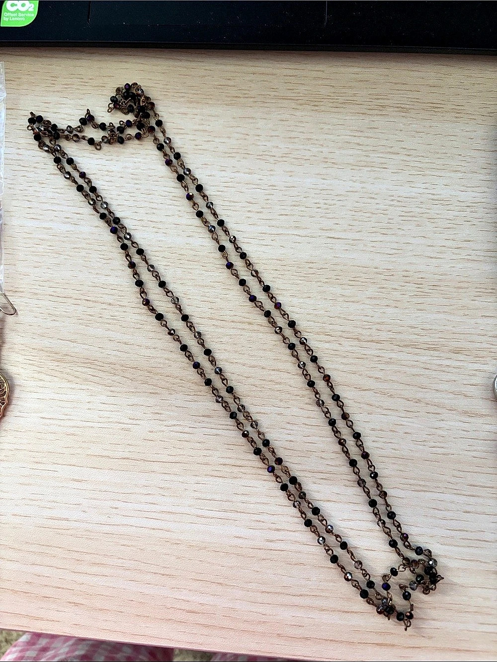 Layered Beaded Necklace in Black, purple & silver Like New